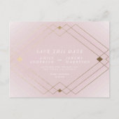 Roze wit goud deco lijnen opslaan van de datum bru briefkaart (Voorkant)