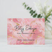 Roze Wit Goud Gemarmerd Cadeaubon Kaart (Staand voorkant)
