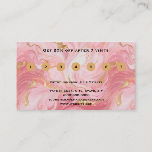 Roze wit goud gemarmerde platte loyaliteit Kaart (Achterkant)