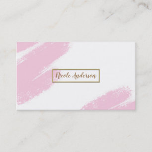 Roze Wit & Goud Modern Minimaal Roze Kwast Visitekaartje