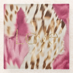 Roze Wit Goud Zuidwesten Cowgirl Glitter Liefde Glazen Onderzetter