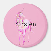 Roze Wit Gouden Eenhoorn Magneet (Voorkant)