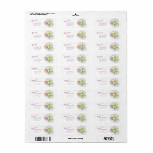 Roze wit groen hellebore lente bruiloft etiket (Full Sheet)