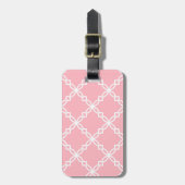 Roze Wit Groot Fancy Quatrefoil Patroon Bagagelabel (Voorkant verticaal)
