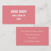 Roze wit haar & make up stijlvolle moderne zalm visitekaartje (Voorkant / Achterkant)