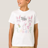 Roze & Wit "Happy Easter" Bunny T-shirt (Voorkant)