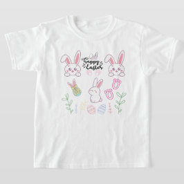 Roze & Wit "Happy Easter" Bunny T-shirt