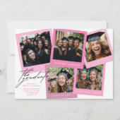 Roze Wit High School COLLAGE Foto Afstuderen Aankondiging (Voorkant)