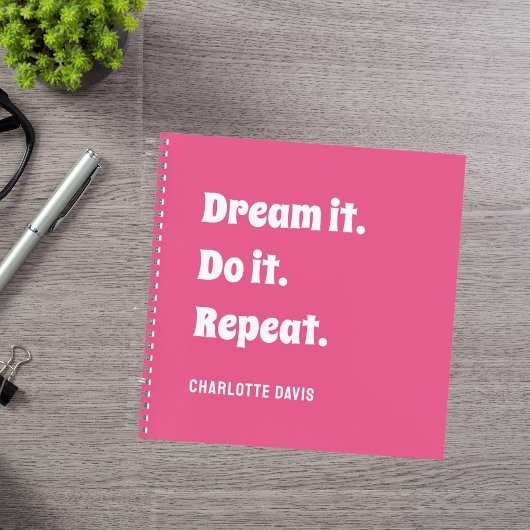 Roze wit inspirerend quote Dream it do it Notitieboek