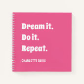 Roze wit inspirerend quote Dream it do it Notitieboek (Voorkant)