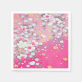 Roze Wit Japans Kimono Bloemen Decoupage Papier Servet (Voorkant)