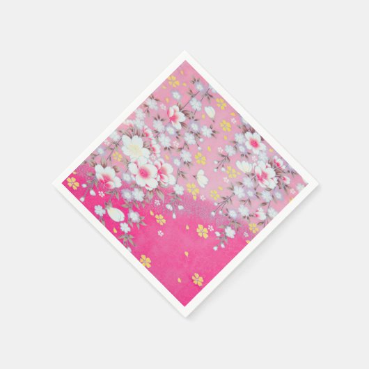 Roze Wit Japans Kimono Bloemen Decoupage Papier Servet (Hoek)