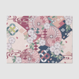 Roze Wit Japans Kimono Bloemen Decoupage Tissuepapier