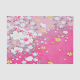 Roze Wit Japans Kimono Bloemen Decoupage Tissuepapier