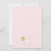  Roze Wit Konijn 1e Verjaardag Kaart (Achterkant)