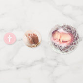 Roze & Wit Kruis - Foto - Doop Confetti (Voorkanten)