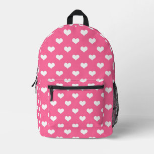 Roze Wit Liefde Hart Patroon Ontwerp Bedrukte Rugzak