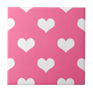 Roze Wit Liefde Hart Patroon Ontwerp Tegeltje