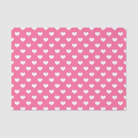 Roze Wit Liefde Hart Patroon Ontwerp Tissuepapier (Voorkant)