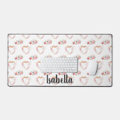 roze wit Lovebirds bloem harten naam script Bureaumat (Keyboard & Muis)