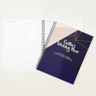 Roze wit marineblauw & gouden geometrWedding plann Planner