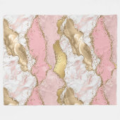 Roze Wit Marmer Gouden Glitter Fleece Deken (Voorkant (Horizontaal))