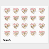 Roze Wit Marmer Gouden Glitter Hart Sticker (Vel)