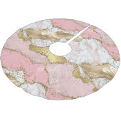 Roze Wit Marmer Gouden Glitter Kerstboom Rok (Gekanteld)