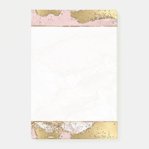 Roze Wit Marmer Gouden Glitter Post-it® Notes