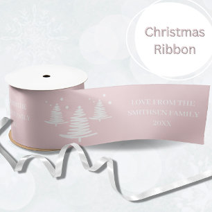 Roze Wit Minimalistische Kerstbomen Lint