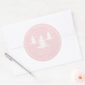 Roze Wit Minimalistische Kerstbomen Ronde Sticker (Envelop)