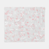 Roze/wit modern monogram grijs fleece deken (Voorkant (Horizontaal))