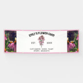 Roze & Wit Modern Twee foto bloem Boerderij Spandoek (Horizontaal)