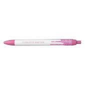 Roze, wit monogram, naamscript zwarte inkt pen (Voorkant)