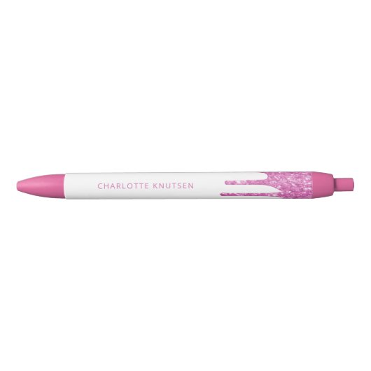 Roze, wit monogram, naamscript zwarte inkt pen (Voorkant)