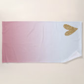 Roze Wit Ombre Glanzend Hart Strandlaken (Voorkant)