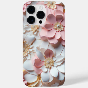 ROZE & WIT PAPIER 3-D LOOK BLOEMEN Case-Mate iPhone 14 PRO MAX HOESJE