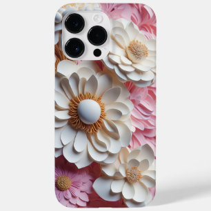 ROZE & WIT PAPIER 3-D LOOK BLOEMEN Case-Mate iPhone 14 PRO MAX HOESJE