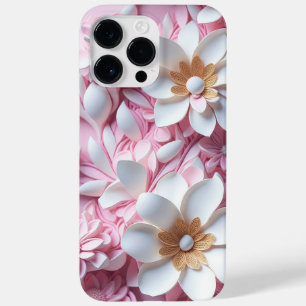 ROZE & WIT PAPIER 3-D LOOK BLOEMEN Case-Mate iPhone 14 PRO MAX HOESJE
