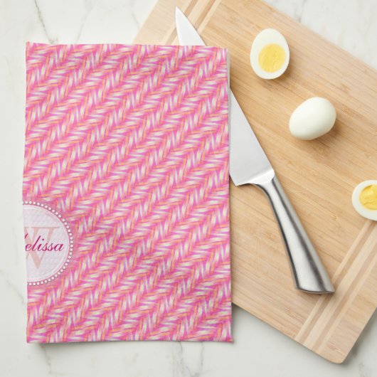 Roze & Wit Patroon Keuken schotel doek Theedoek (Quarter Fold)