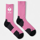 Roze Wit Pickleball Paddles Gepersonaliseerd Team Sokken (Rechts)