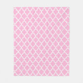 Roze & Wit Quatrefoil Patroon (Veranderlijk) Fleece Deken (Voorkant)