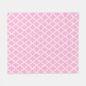 Roze & Wit Quatrefoil Patroon (Veranderlijk) Fleece Deken (Voorkant (Horizontaal))