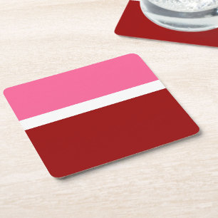 Roze Wit Rood Kleur Block Style Design Vierkante Kartonnen Onderzetter