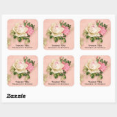 Roze & Wit Rose Boeket Verjaardagsplein Sticker (Vel)