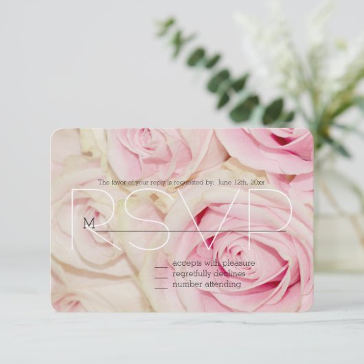  Roze Wit Rozen RSVP (Staand voorkant)