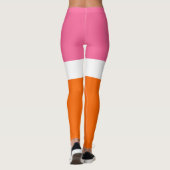 Roze Wit Sinaasappel Plain Color Block Design Leggings (Achterkant)