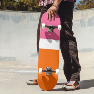Roze Wit Sinaasappel Plain Color Block Design Skateboard