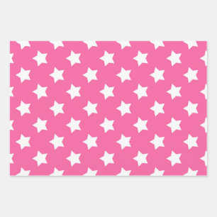 Roze Wit Sterren Patroon Decoratief Inpakpapier Vel