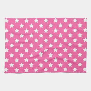 Roze Wit Sterren Patroon Decoratief Theedoek